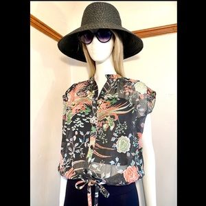 ELLES BELLES - Vintage Sleeveless Button Up Blouse